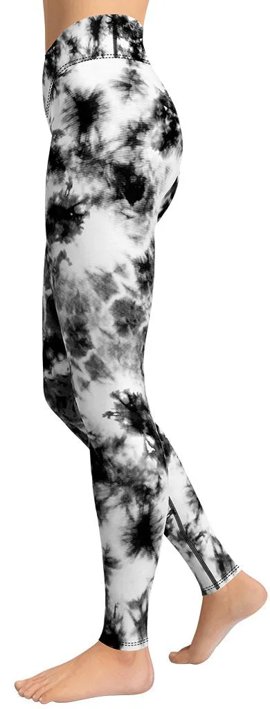 Black & White Tie Dye Yoga Leggings