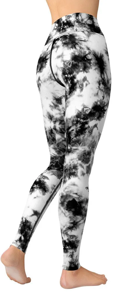 Black & White Tie Dye Yoga Leggings