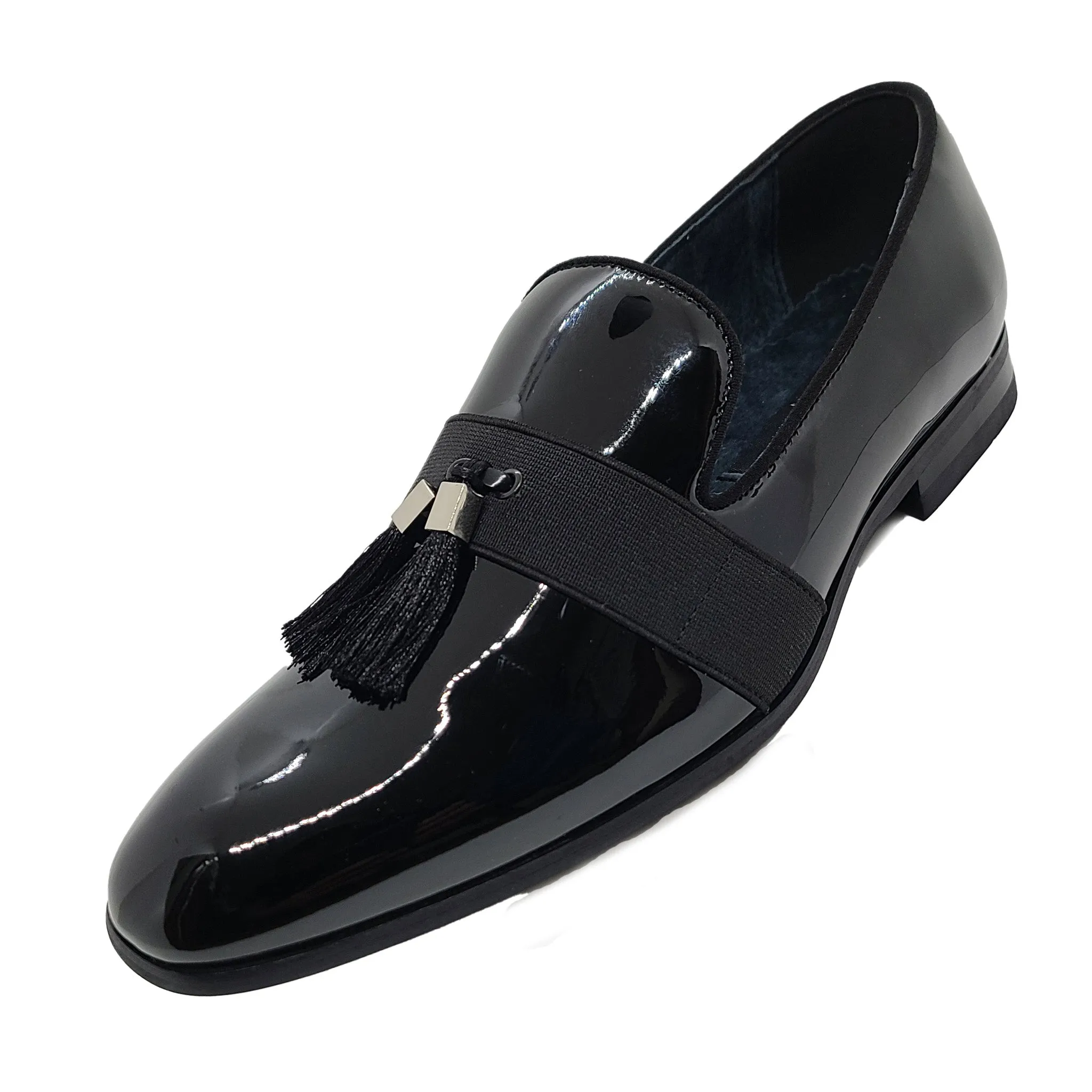 Black Patent Slip on Tuxedo Shoe