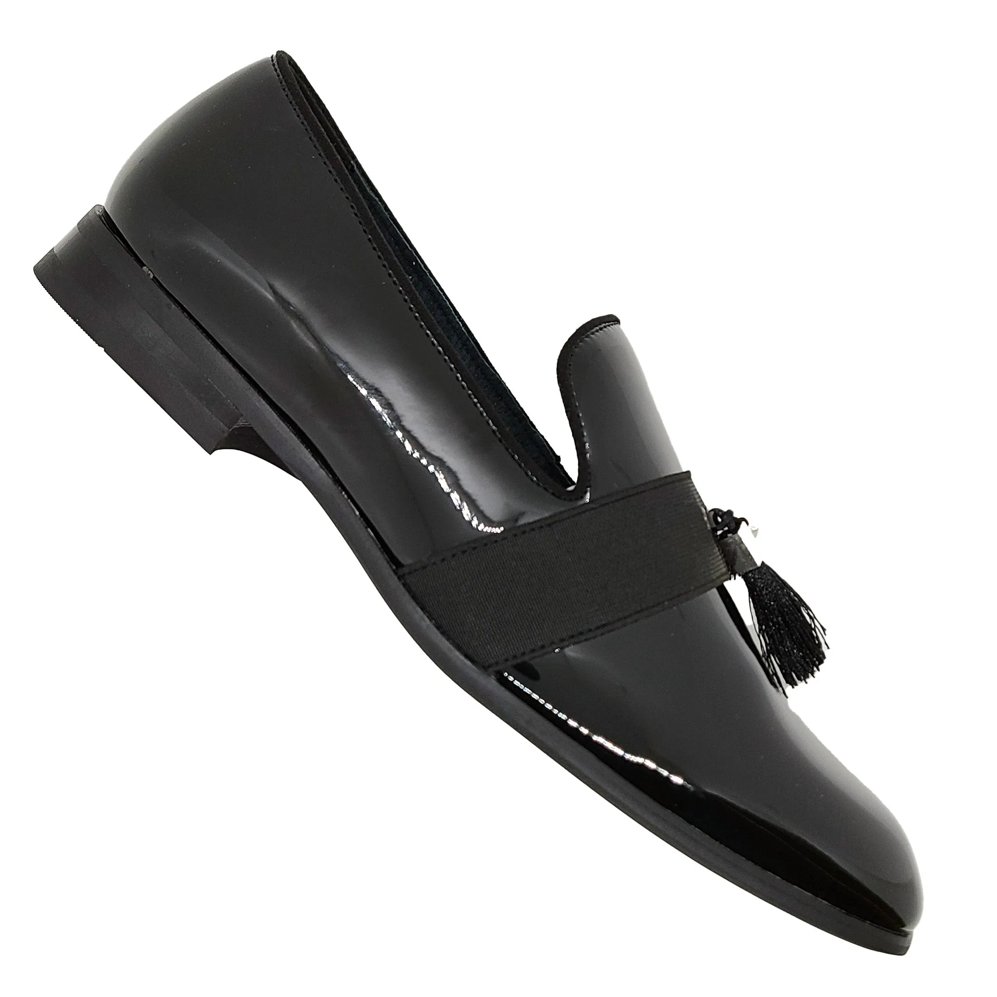 Black Patent Slip on Tuxedo Shoe