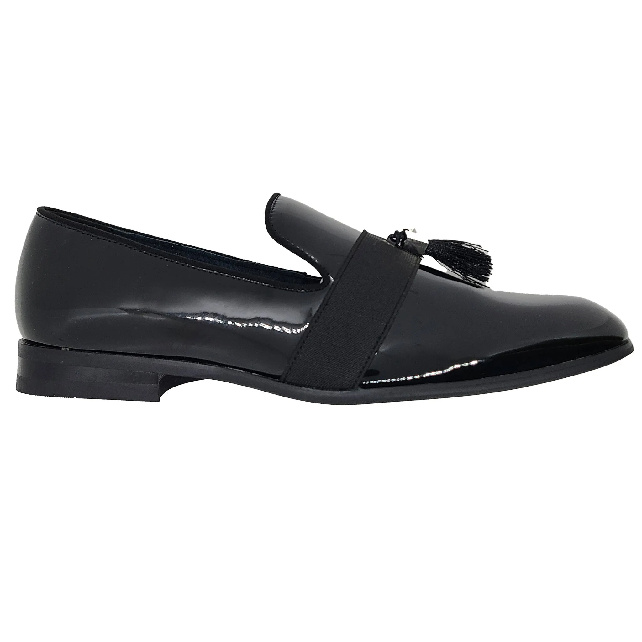 Black Patent Slip on Tuxedo Shoe