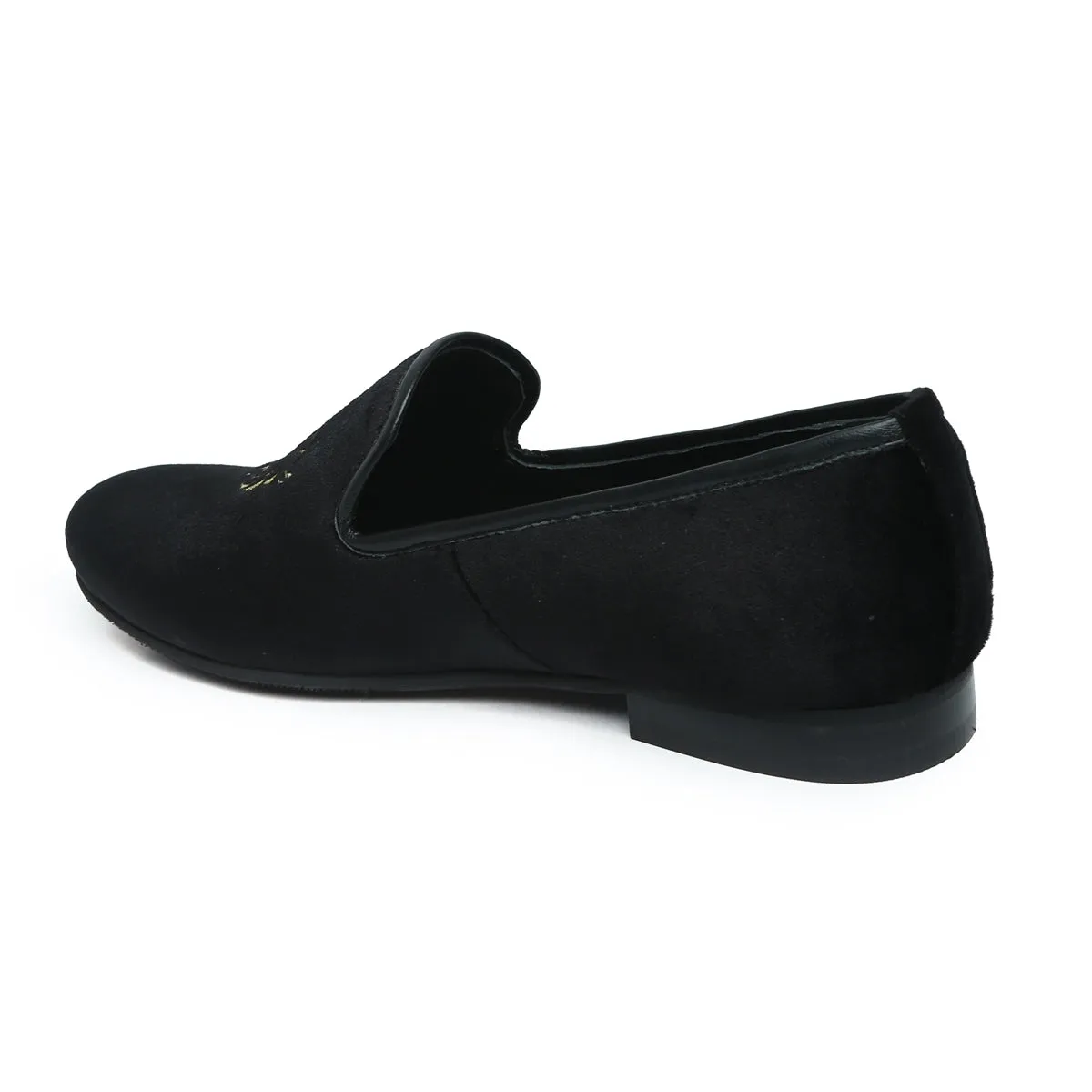 Black Velvet Lion-King Design Men'S Handmade Slip-On By Brune & Bareskin