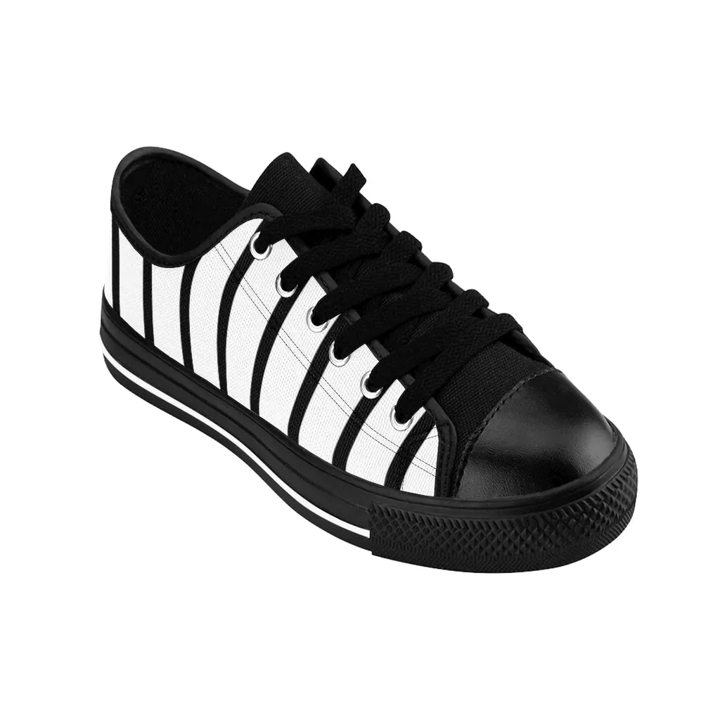 Black White Print Men's Sneakers, Modern Minimalist Best Designer Low Top Sneakers For Men