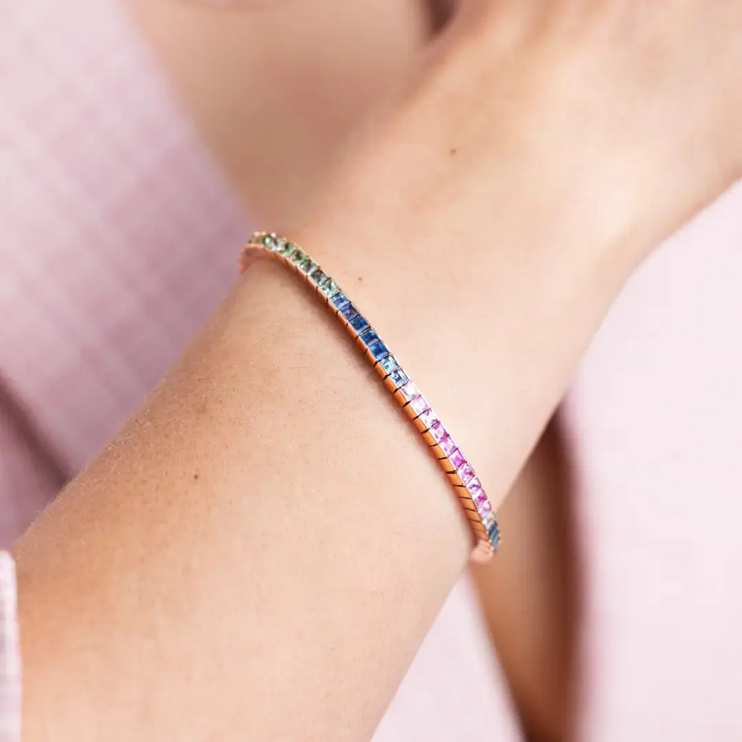 Blue & Pink Sapphire Tennis Bracelet