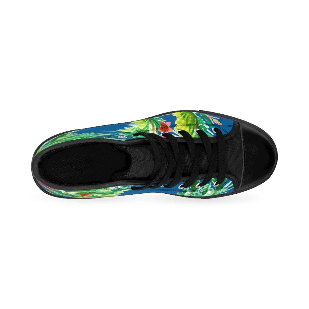 Blue Floral Men's Sneakers, Red Fall Themed Designer High-top Best Running Tennis Shoes