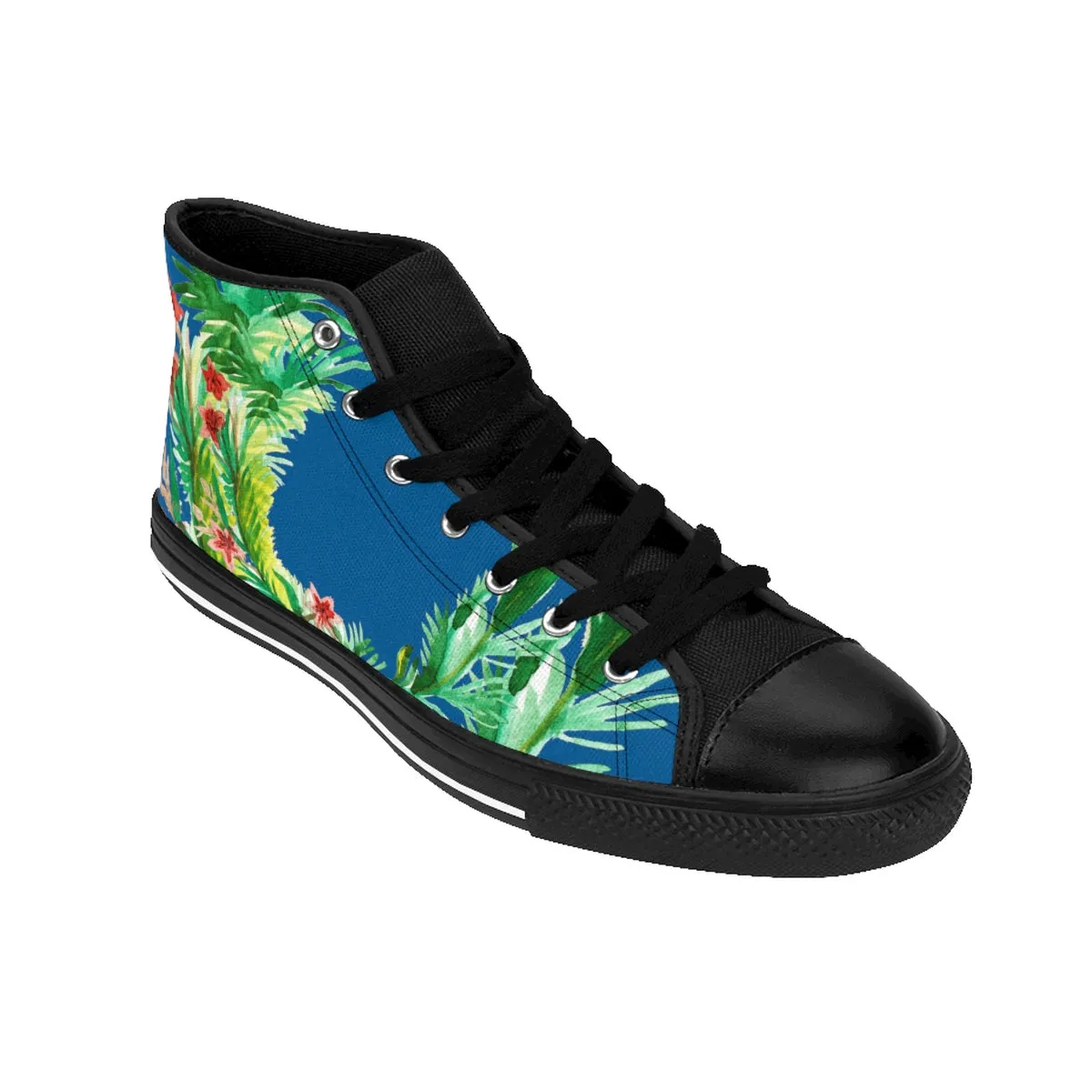 Blue Floral Men's Sneakers, Red Fall Themed Designer High-top Best Running Tennis Shoes