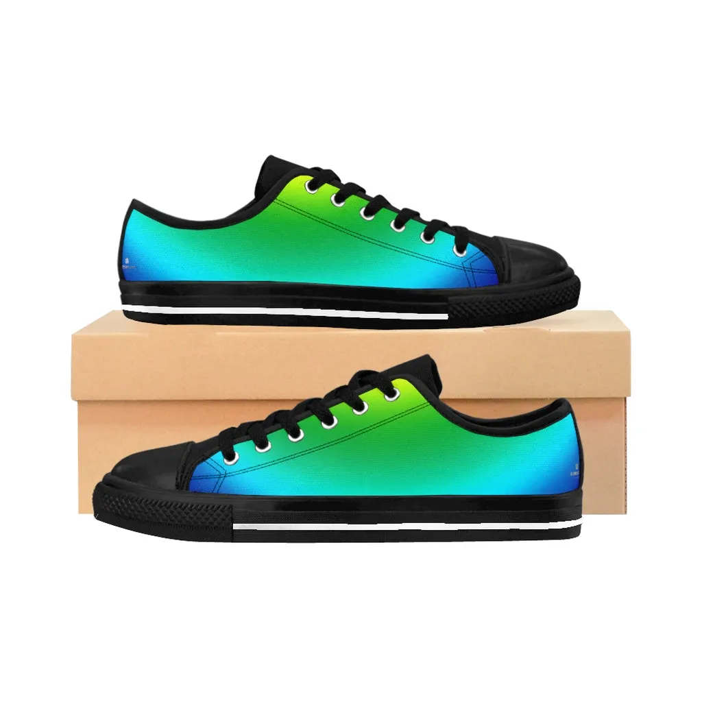 Blue Rainbow Ombre Men's Sneakers, Colorful Gay Pride Low Top Fashion Shoes For Men (US Size: 7-14)