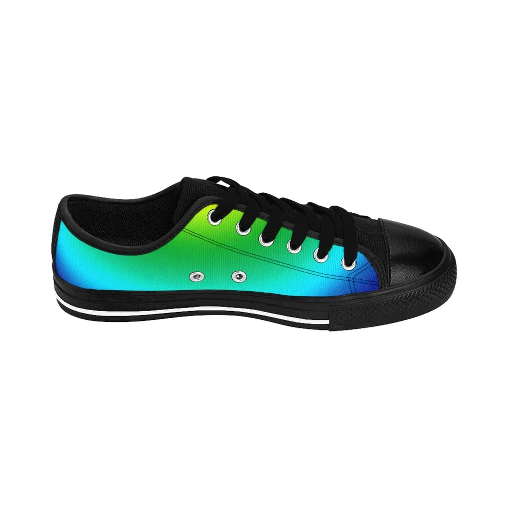 Blue Rainbow Ombre Men's Sneakers, Colorful Gay Pride Low Top Fashion Shoes For Men (US Size: 7-14)