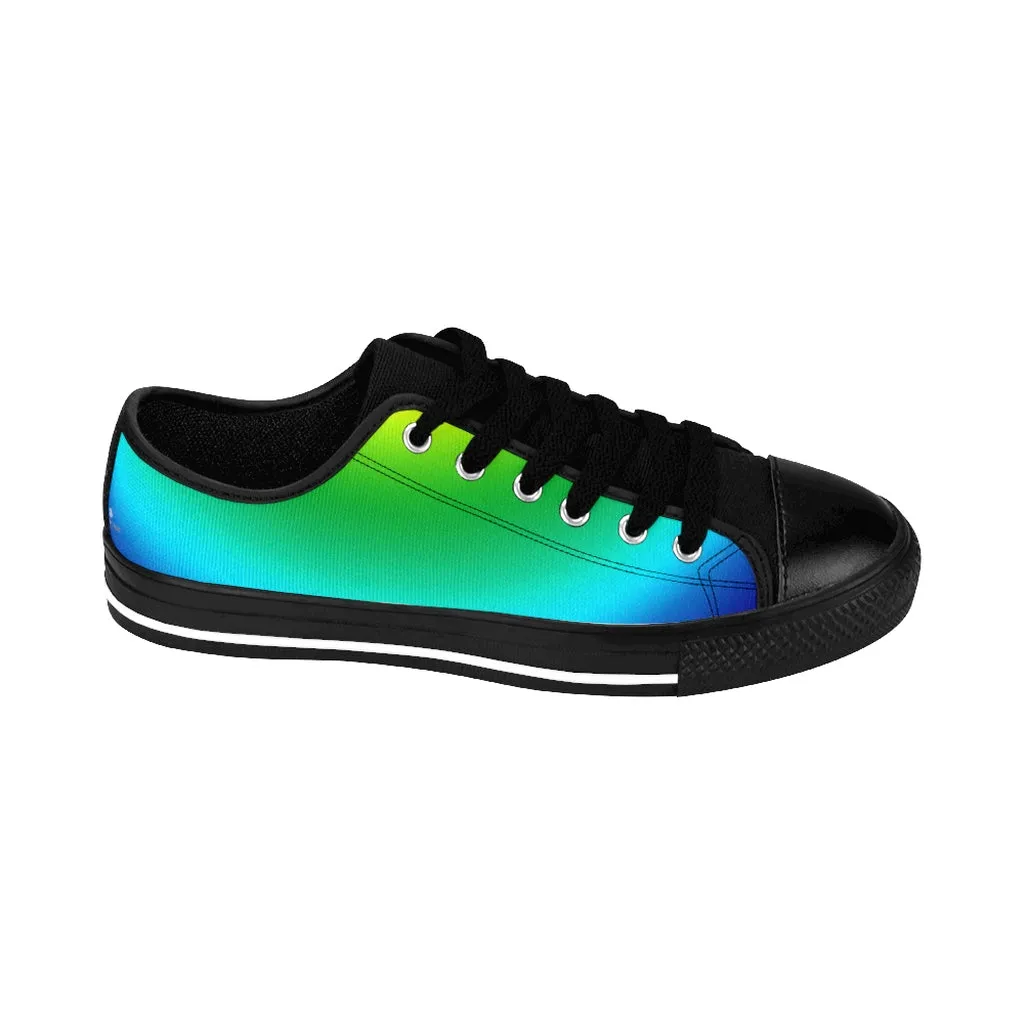 Blue Rainbow Ombre Men's Sneakers, Colorful Gay Pride Low Top Fashion Shoes For Men (US Size: 7-14)