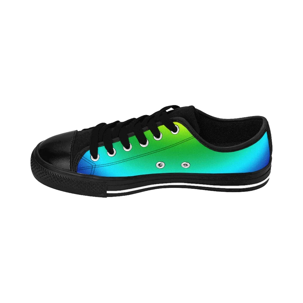 Blue Rainbow Ombre Men's Sneakers, Colorful Gay Pride Low Top Fashion Shoes For Men (US Size: 7-14)