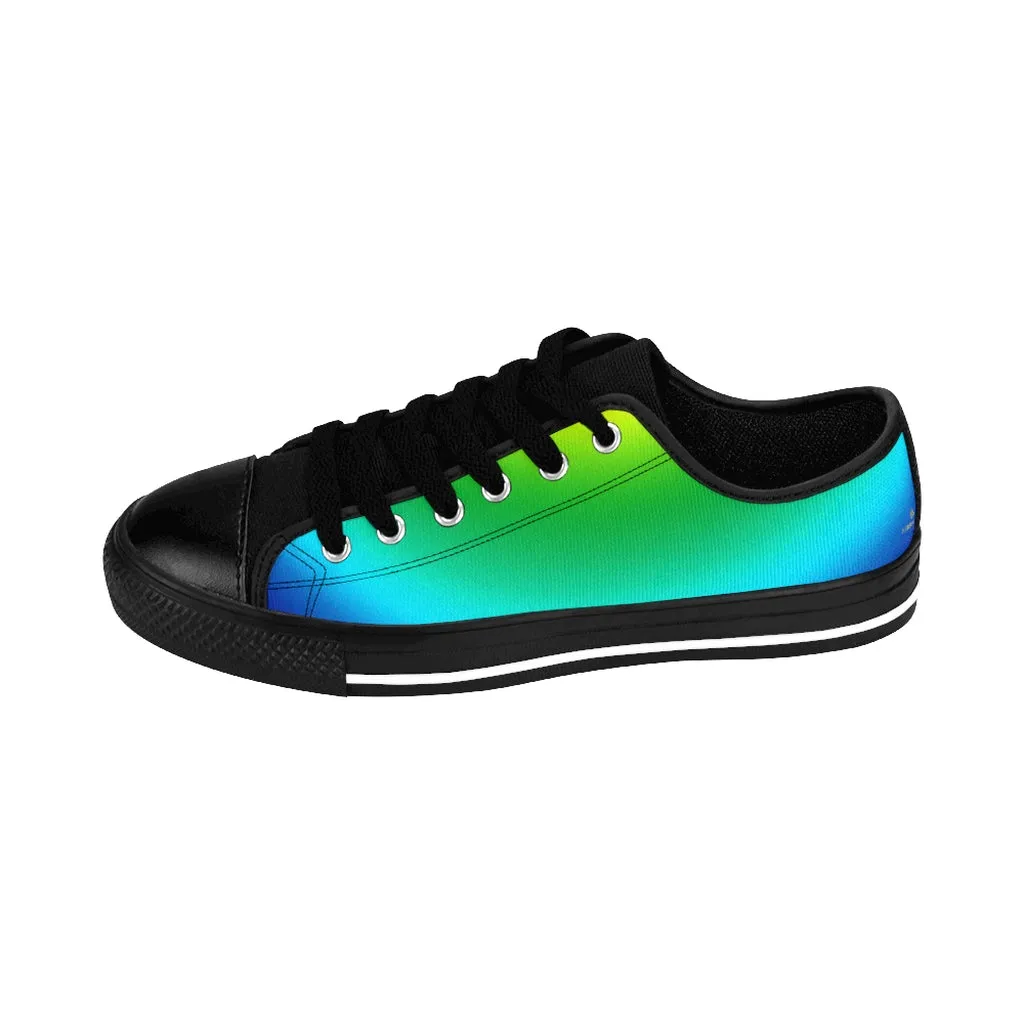 Blue Rainbow Ombre Men's Sneakers, Colorful Gay Pride Low Top Fashion Shoes For Men (US Size: 7-14)