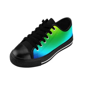 Blue Rainbow Ombre Men's Sneakers, Colorful Gay Pride Low Top Fashion Shoes For Men (US Size: 7-14)