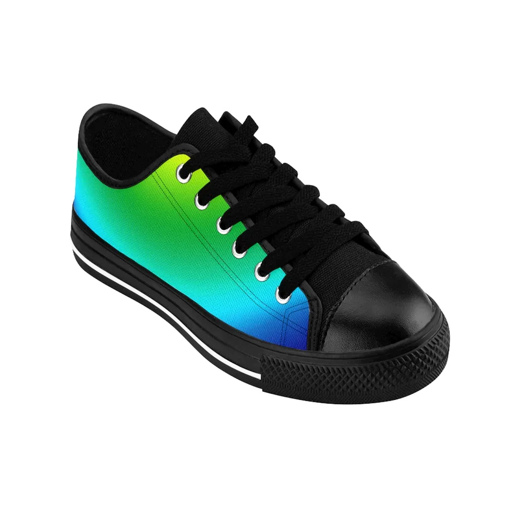 Blue Rainbow Ombre Men's Sneakers, Colorful Gay Pride Low Top Fashion Shoes For Men (US Size: 7-14)