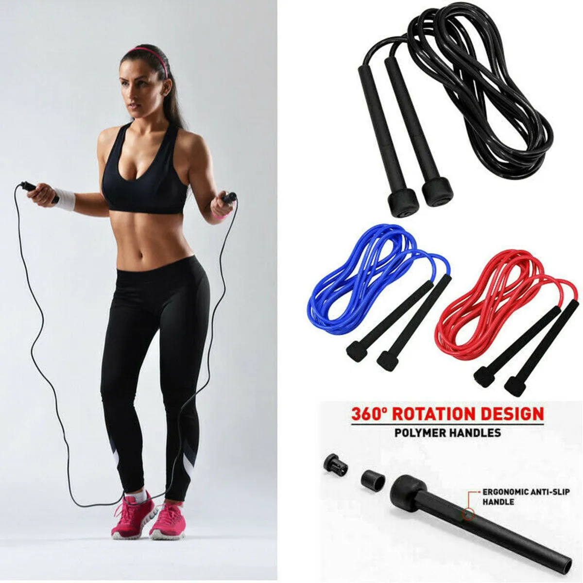 BLUE SKIPPING ROPE WITH ERGONOMIC HANDLES