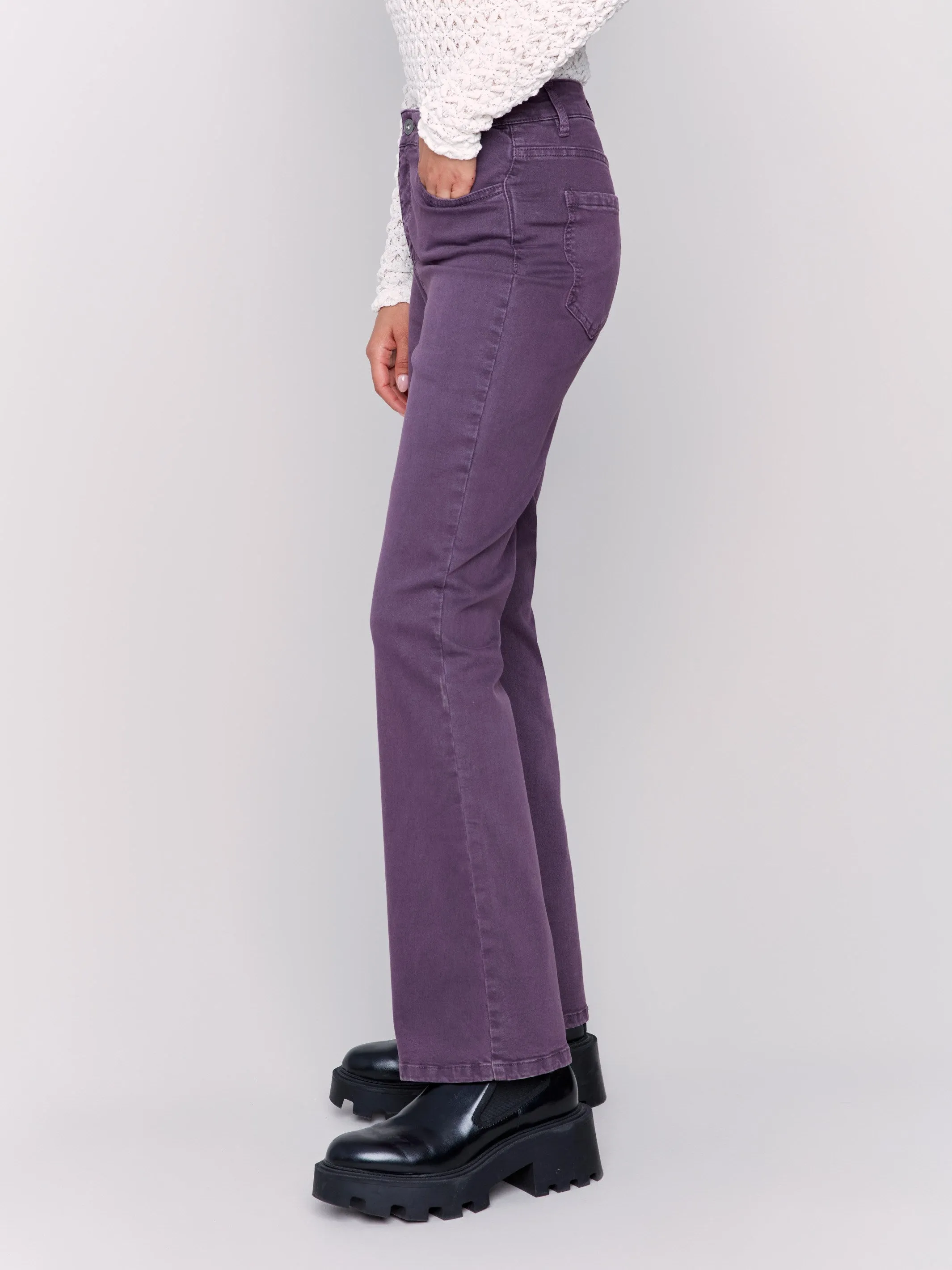 Bootcut Twill Pants - Plum