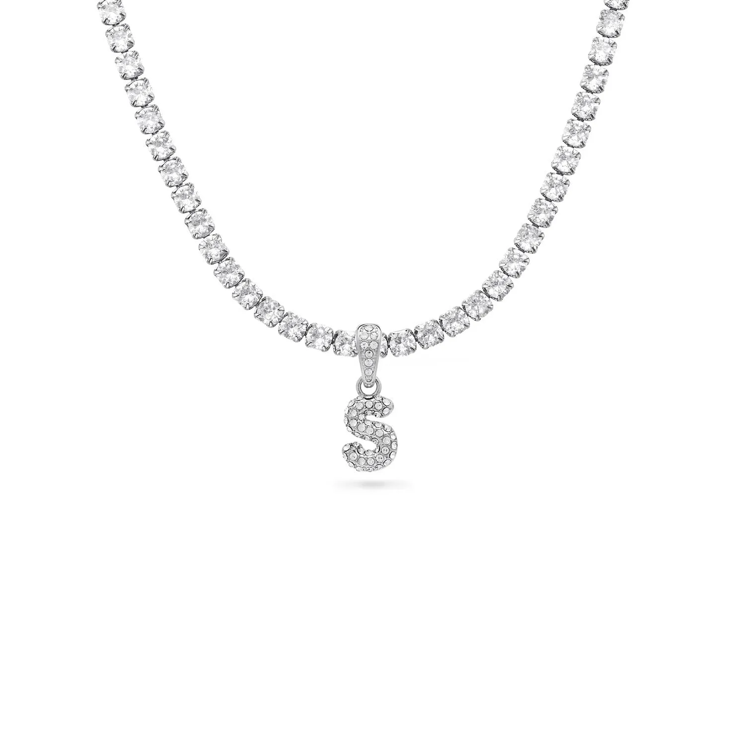 Bubble Initial Necklace (Silver)