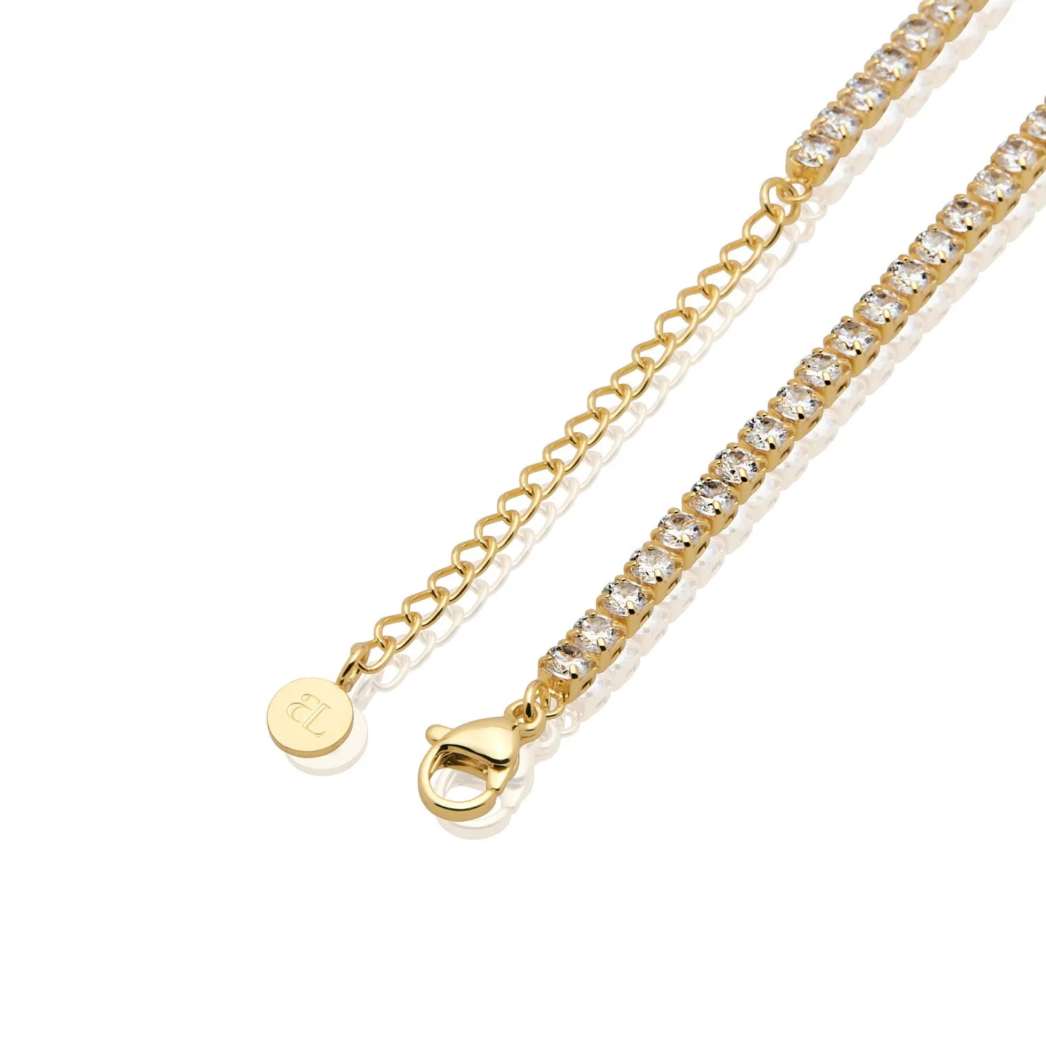 Bubble Initial Tennis Necklace (Gold)