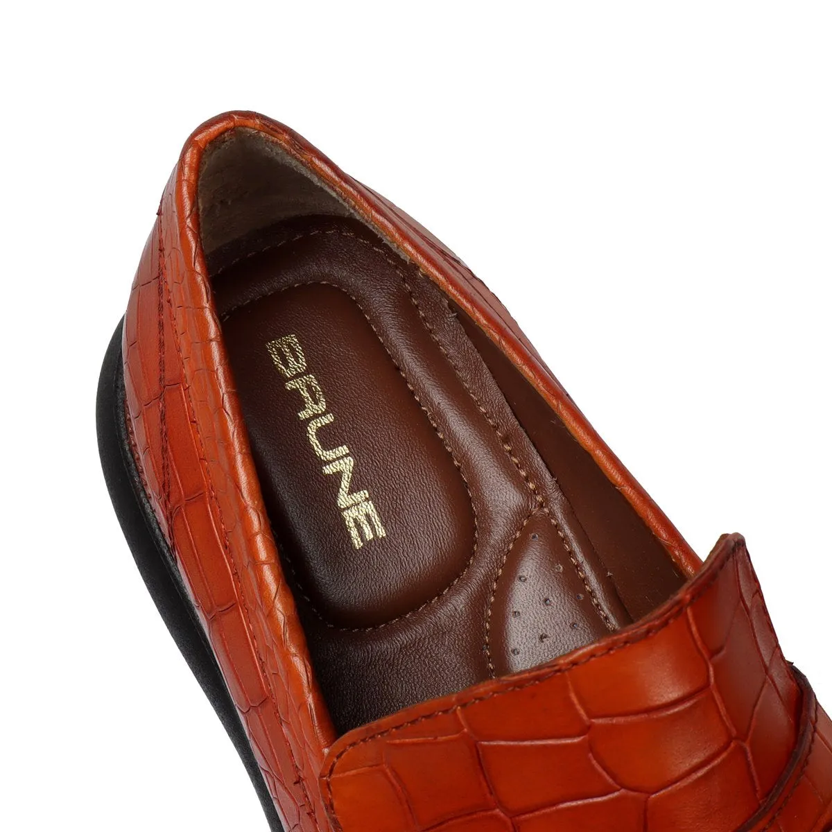 Burnished Tan Loafers in Deep Cut Leather with Light Weight Sole