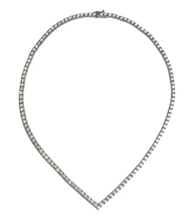 Carat London Vee Line White Gold Plated Necklace With Brilliant Stones