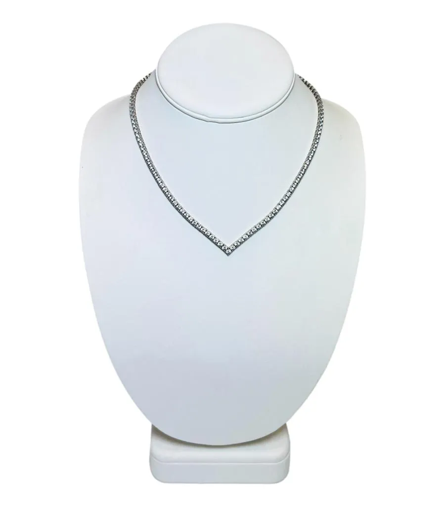 Carat London Vee Line White Gold Plated Necklace With Brilliant Stones