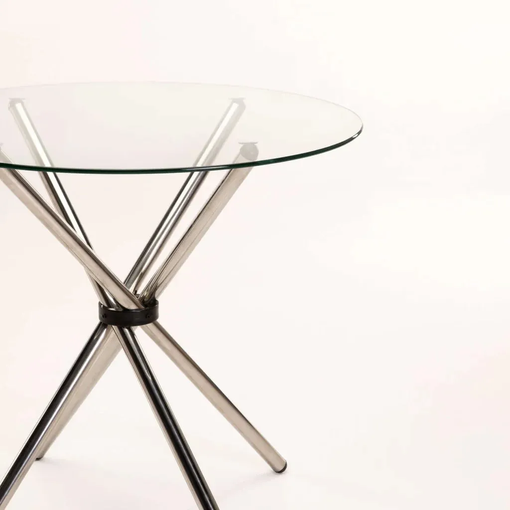 COTY 80cm ROUND GLASS TOP DINING TABLE