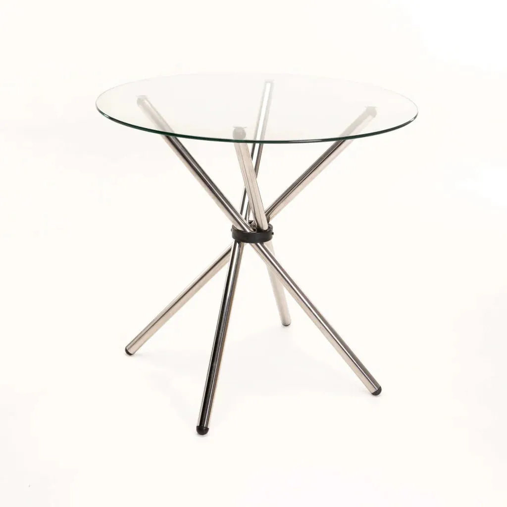 COTY 80cm ROUND GLASS TOP DINING TABLE