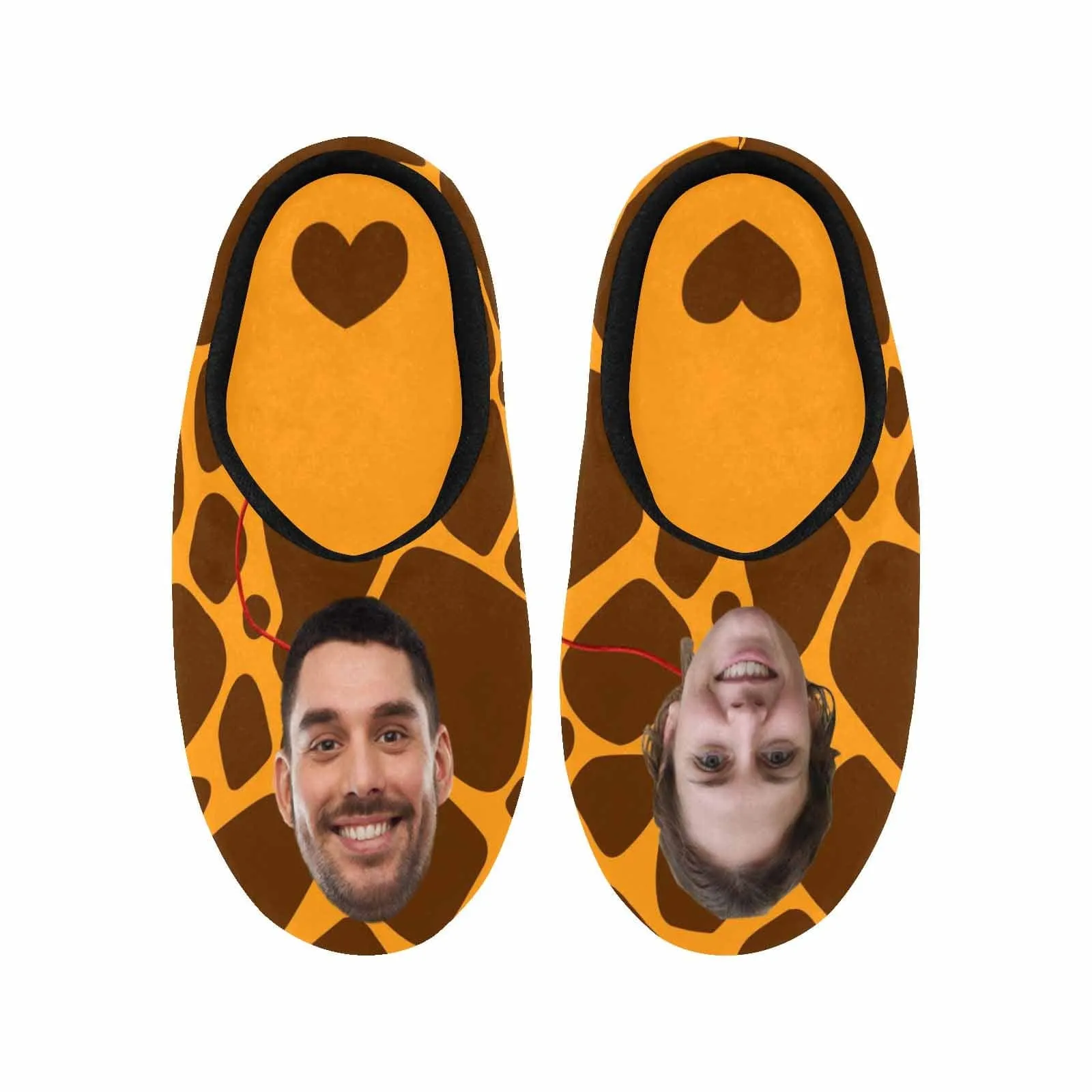 Couple Gift Custom Face Leopard Print All Over Print Personalized Non-Slip Cotton Slippers For Girlfriend Boyfriend