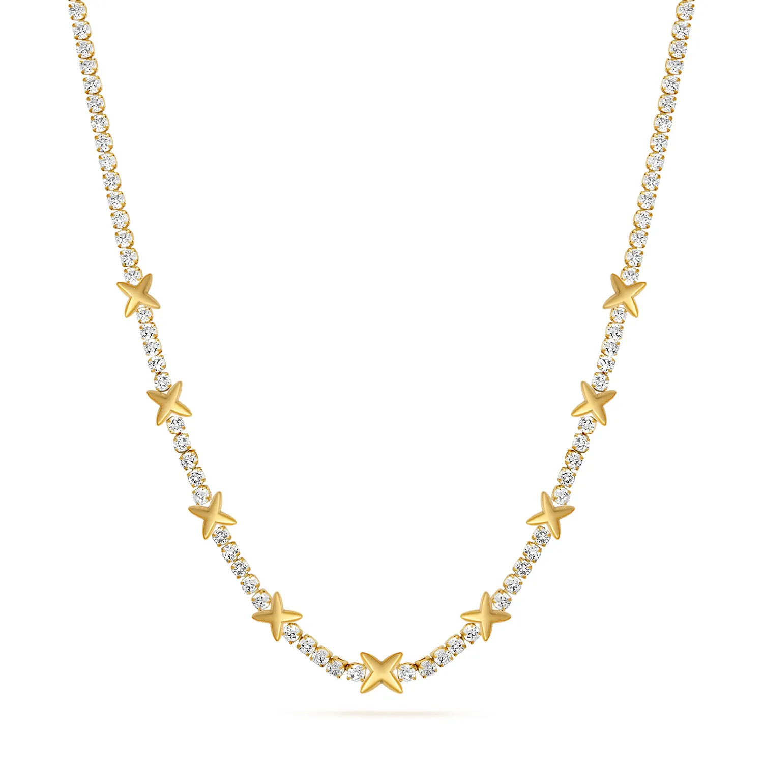 Crystal Fixed Charm Necklace (Gold)