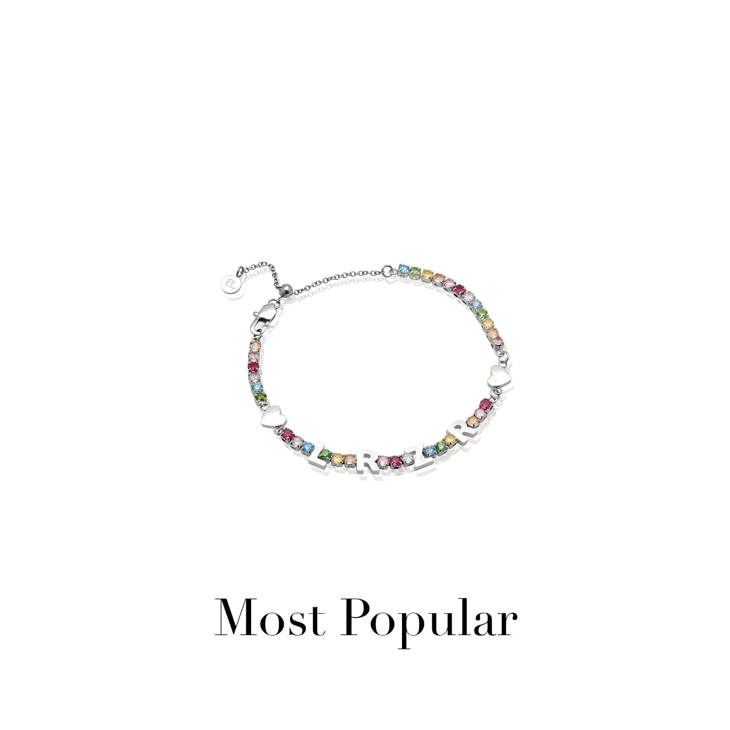 Custom Name Rainbow Tennis Bracelet (Silver)