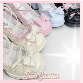 Cute Sweet Japanese Waterproof Platform Bow Lolita Shoes