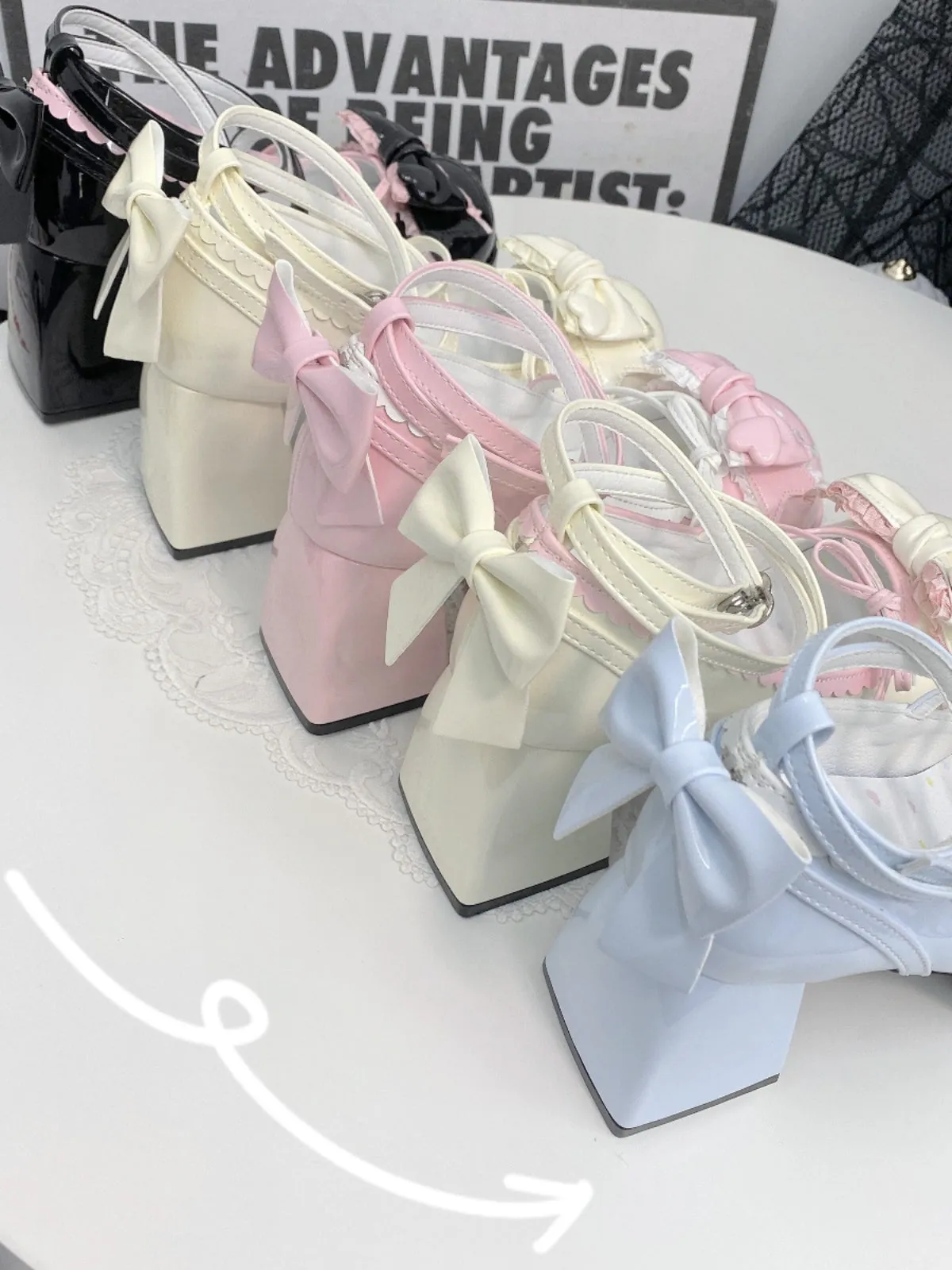 Cute Sweet Japanese Waterproof Platform Bow Lolita Shoes