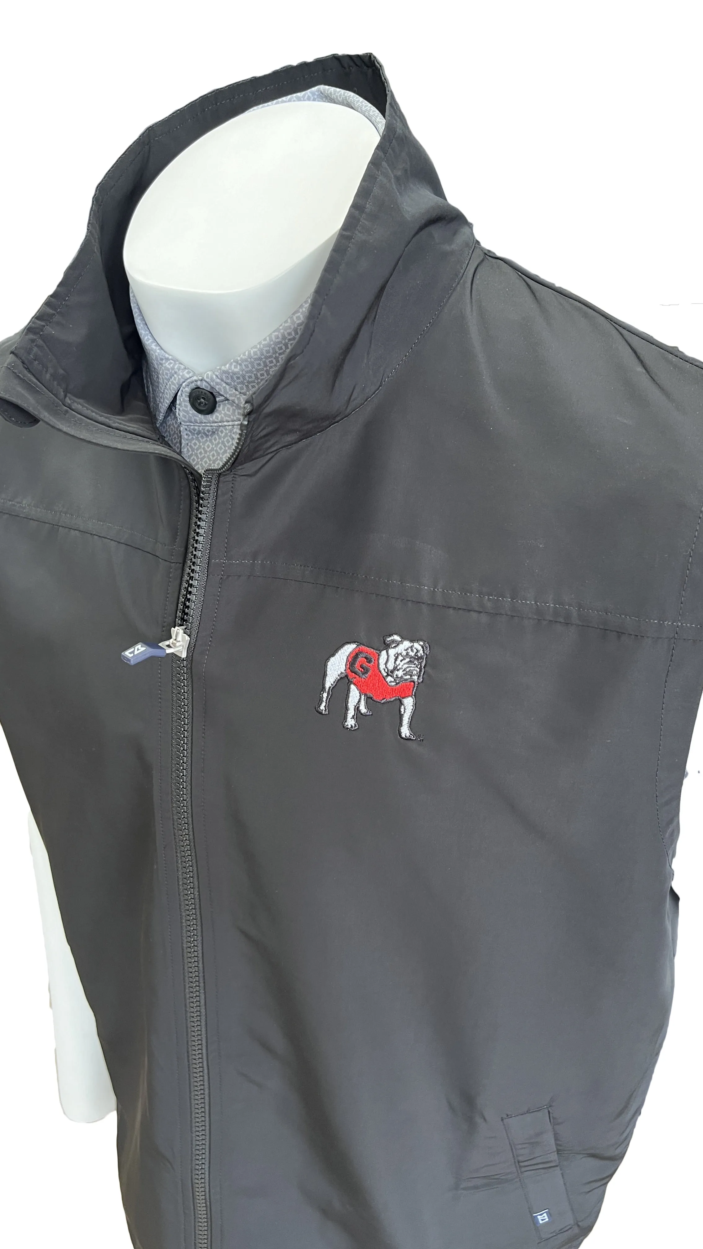 Cutter and Buck Georgia Bulldogs Charter Eco Recycled Mens Full-Zip Vest