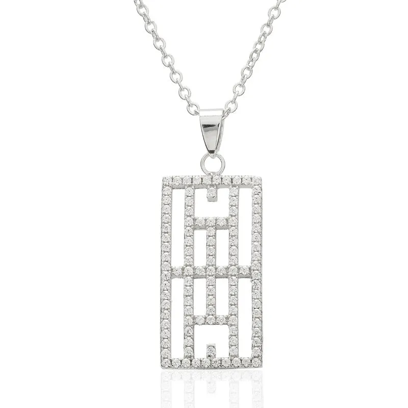 CZ Calling the Lines Tennis Pendant and Necklace