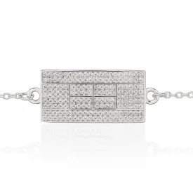 CZ Tennis Court Curved Bracelet Medium