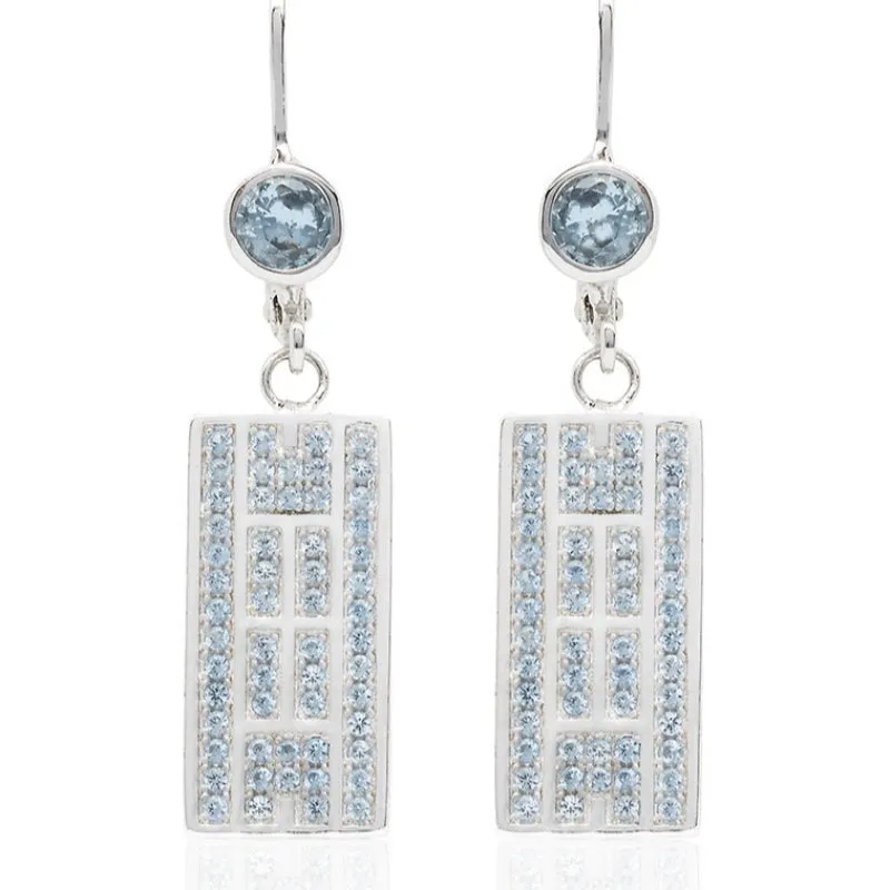 CZ Tennis Court Lever Back Earrings