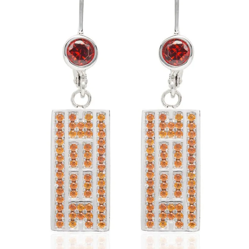 CZ Tennis Court Lever Back Earrings