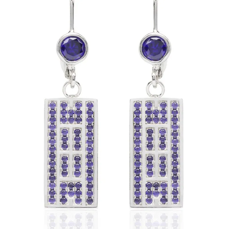 CZ Tennis Court Lever Back Earrings