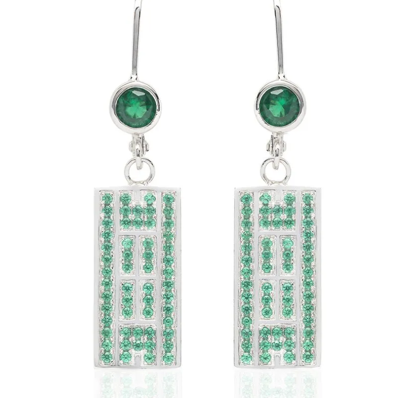 CZ Tennis Court Lever Back Earrings