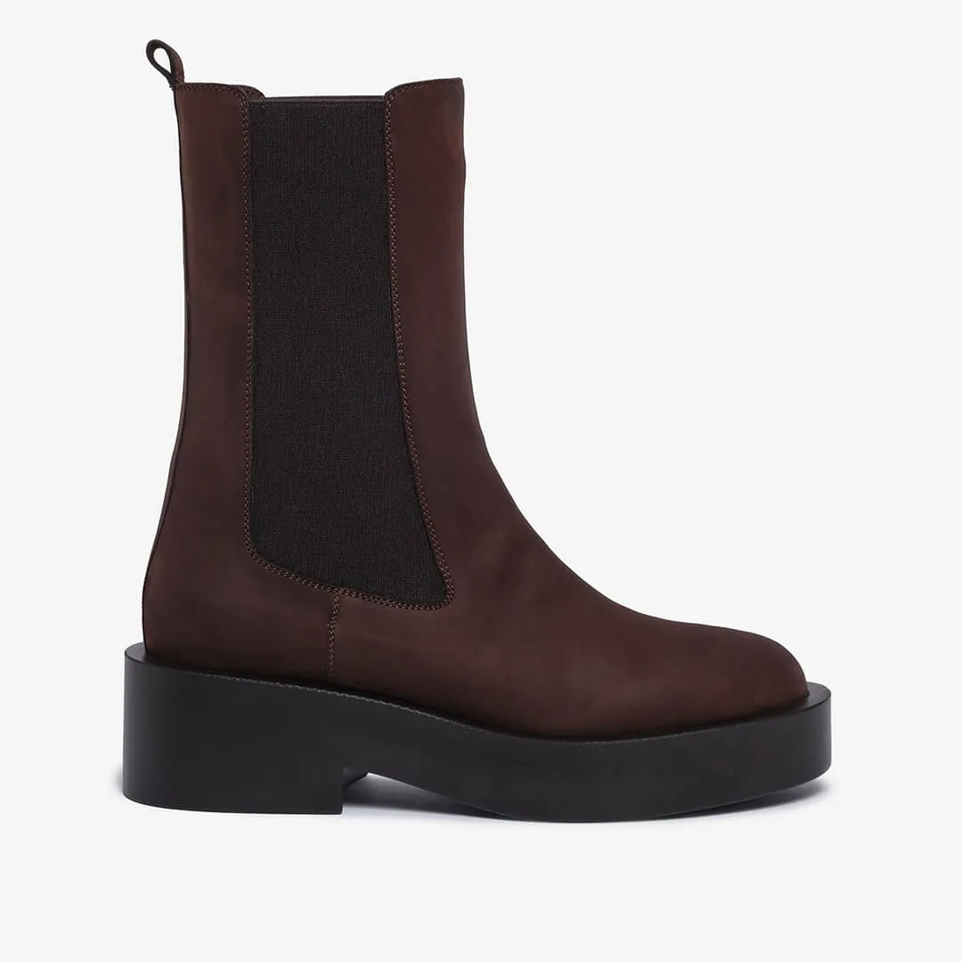 Dark brown leather chelsea boot