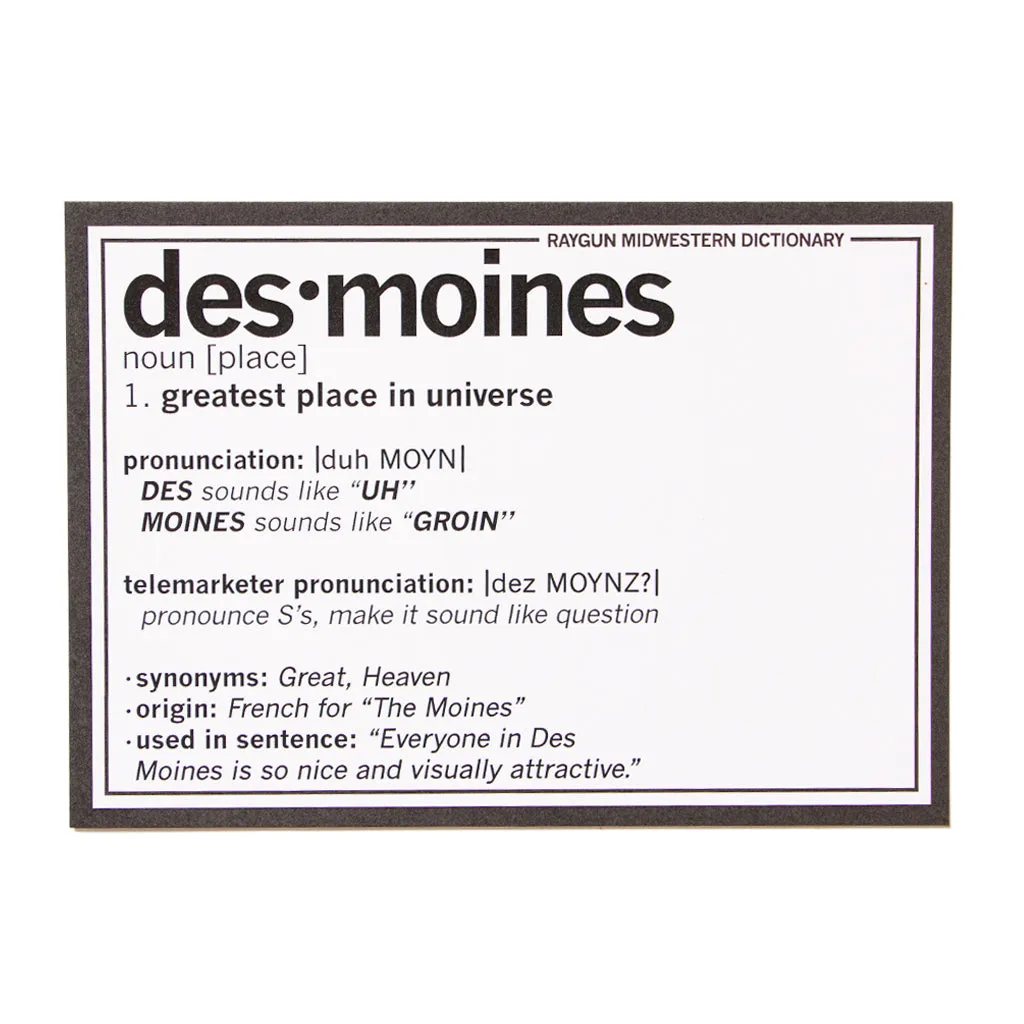 Des Moines Definition Postcard