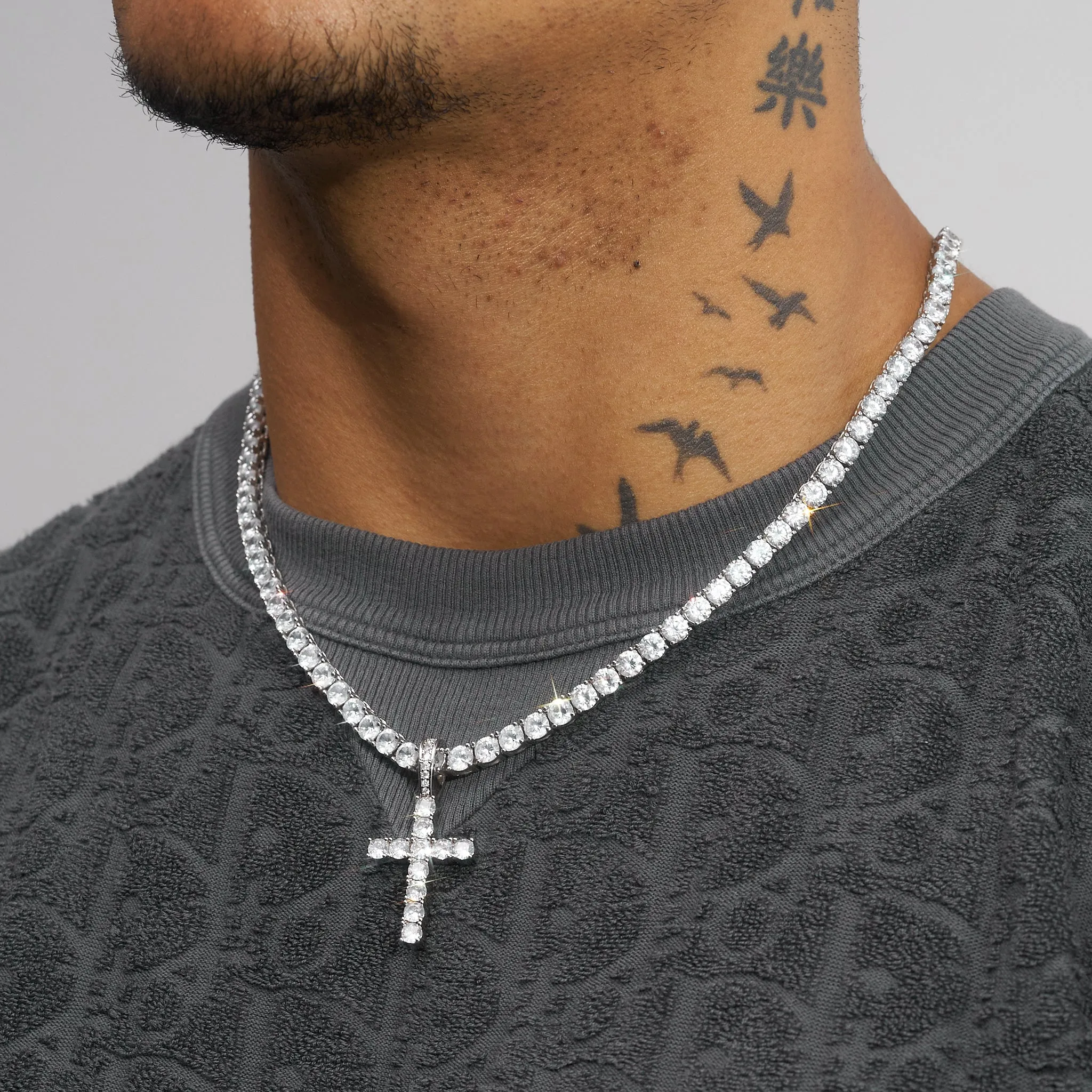 Diamond Cross Pendant - White Gold