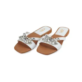 Diamond Strappy Flat Sandals for Ladies -1007