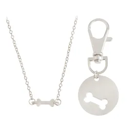 Dog Bone Charm Necklace & Collar Matching Jewelry