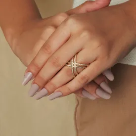 Double Line Criss Cross Ring