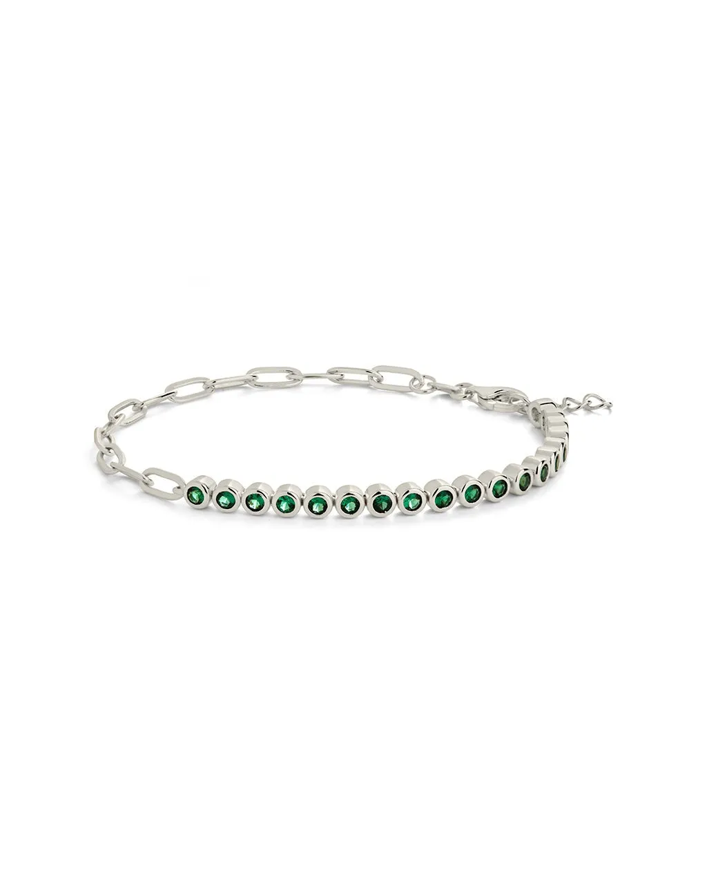 Emerald CZ Tennis & Chain Bracelet