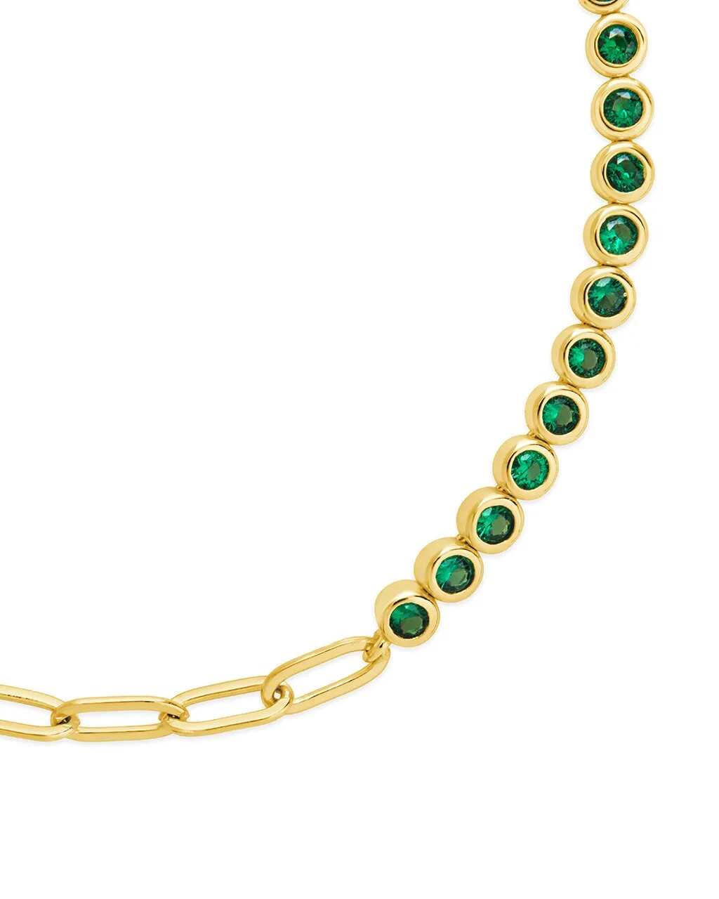 Emerald CZ Tennis & Chain Bracelet