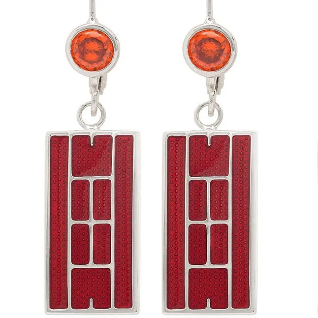 Enamel Tennis Court Lever Back Earrings