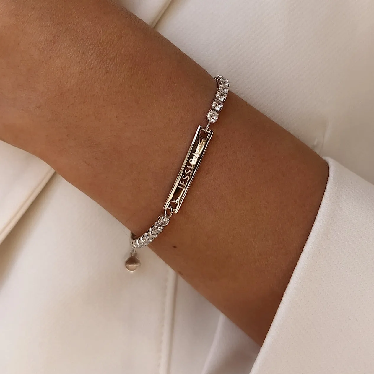 Engraved Tennis Bracelet Silver