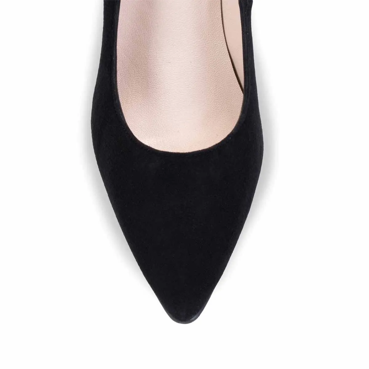 Eve Wide Fit Court Shoe – Black Suede