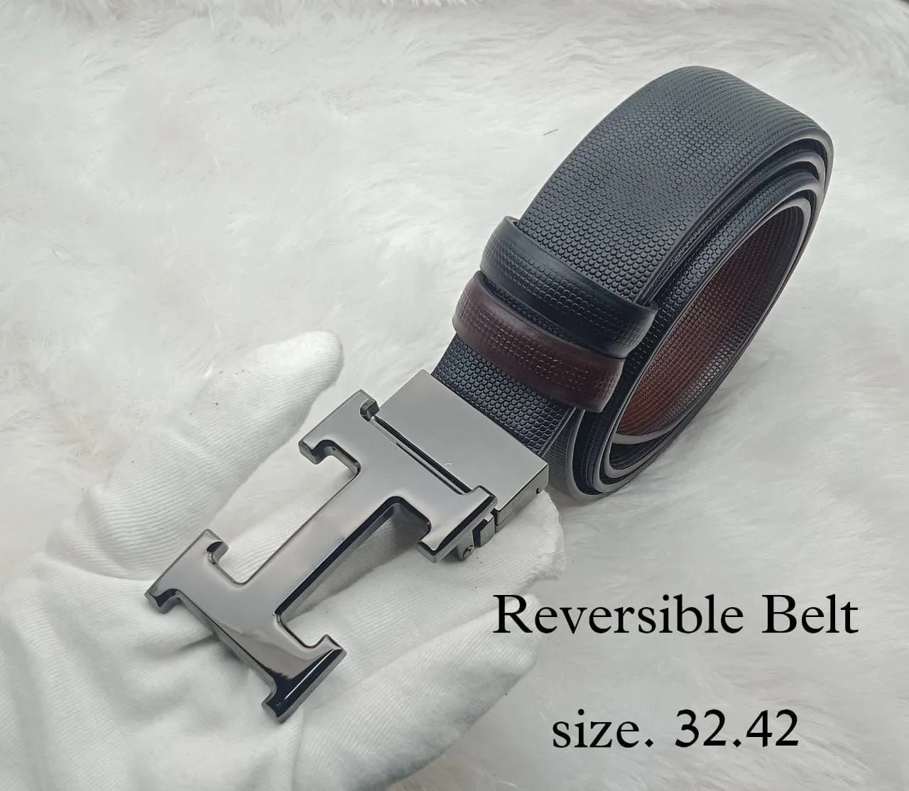 Fashionable H Letter Buckle With Reversible Strap For Men's-JonasParamount